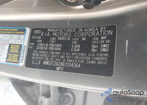 2011 Kia Soul + z USA, uszkodzony, nr VIN KNDJT2A2XB7204564